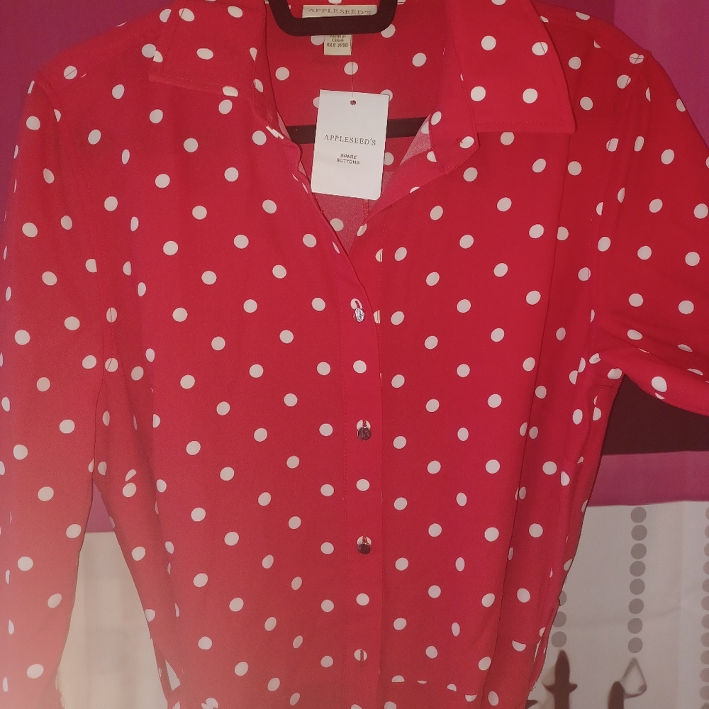 NEW Red Poka Dot Shirt Dress